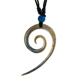 CHICNET Necklace Mother of Pearl Adjustable Cotton Shell Handmade Turquoise Stone Surfer Pendant White Brown Grey Black Spiral Long
