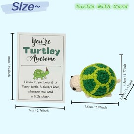Befrenetic 2 Pcs Positive Gifts, Emotional Support Gift, Cute and Charming Turtle Toy, Mini Crochet Sea Turtle With Positive Affirmations Cards for Inspirational Novelty Gifts
