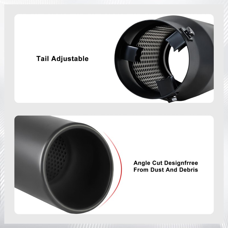 Mupera Adjustable 1.5"-2.5" Exhaust Tip - Professional Black Exhaust Tips,