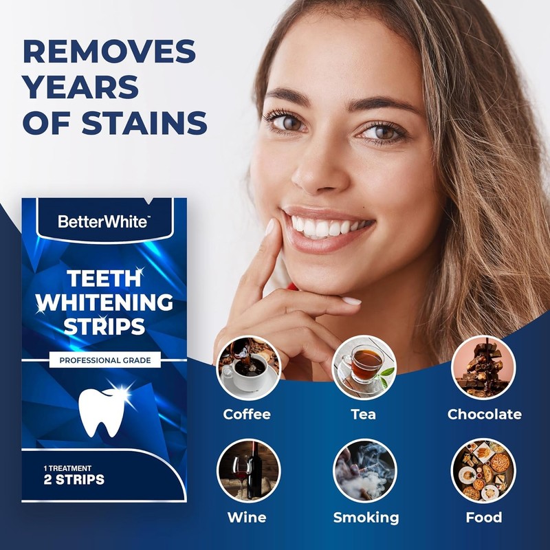 BetterWhite Professional Teeth Whitening Strips 7 Treatments - Enamel Safe