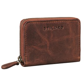 STILORD 'Dirk' Genuine Leather Card Holder Small with Coin Compartment Wallet RFID Protection Vintage Mini Wallet Retro Wallet for Men and Women, Kara - Cognac, coin purse