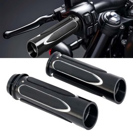 Shallow Cut Chrome Surface 1'' Diameter Electronic Throttle Hand Grips for Harley Touring Electra Glide Street Glide Road Glide Road King Trike Softail 2008-2024 (Shallow Cut)