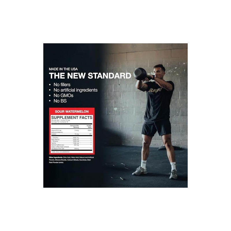 Raw cbum essential pre workout pre entrenamiento 30 servicios sabor