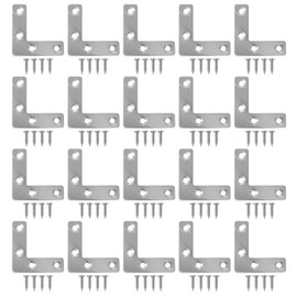 20 Pcs Stainless Steel L Shaped Corner Brackets Flat Corner Repair Brackets with Screws Shelf Brackets for Fixing Furniture