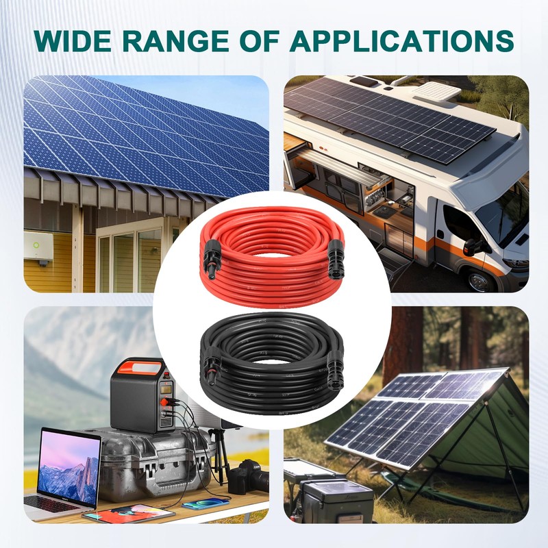 Solar Panel Extension Cable - 8AWG 5FT Solar Wire with