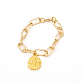 Joyería Verónica Rosales - Pulsera de cadena grande con medalla de la Virgen Desatadora de nudos. Pulsera clásica y minimalista.