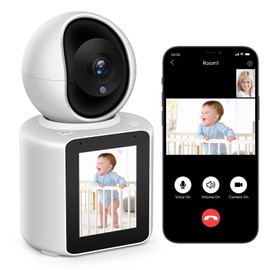 Two-Way Video/Audio Indoor Camera, Pet Dog Cameras with App, 2K Home Security Camera with Pan Tilt, Night Vision, One-Button Call, Motion Detection, Human/Sound/Crying Detection, Cloud & SD