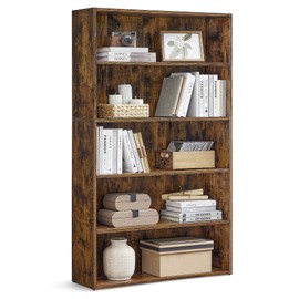 VASAGLE Bookshelf, 30 Inches Wide, 5-Tier Open Bookcase with Adjustable Storage Shelves, Floor Standing Unit, Rustic Brown ULBC175X01