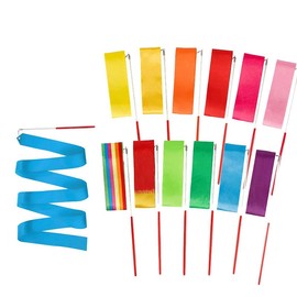 12 Pcs Dance Ribbons,Ribbon Wands with Non-Slip Handles,Rhythmic Dance Ribbons,Rainbow Gymnastics Ribbon Wands,Gymnastics Ribbon Dancer Wand Dancing Ribbon Streamers for Artistic Dancing, Talent Shows