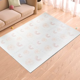 Simple Kid Co. Play Mat for Baby, Toddler and Infants, Six Interlocking Tiles Made with Soft Non-Toxic EVA Foam, 4x6 feet (Sunshine & Rainbows (Cream White))