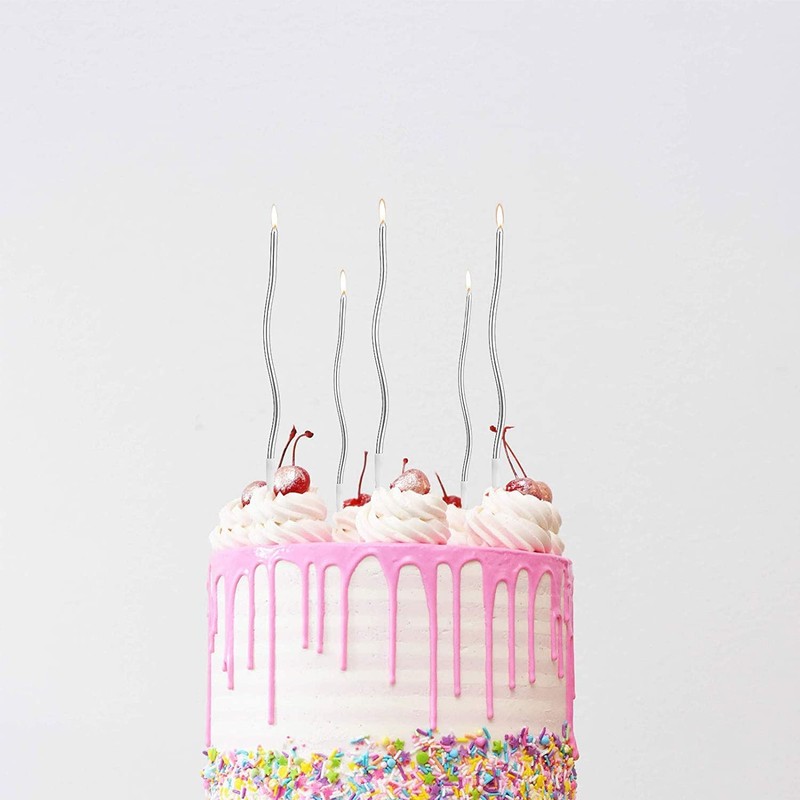 Luter 24pcs Birthday Candles Spiral Birthday Cake Candles Long Thin
