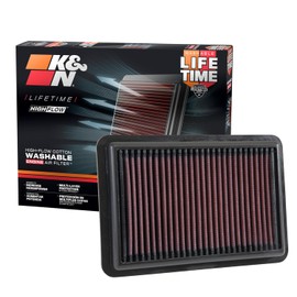 K&N Filtro de aire del motor: alto rendimiento, premium, lavable, filtro de aire de repuesto para coche: compatible con Hyundai/Kia L3/L4 2017-2019 (Elanta, i30, Kona, Veloster, Cee d, Forte), 33-5050