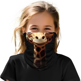 ShopINess Neck Gaiter, Neck Gaiter, Tubular Neck Warmer, Unisex Children's Animal Pattern, Scarf for Bike, Sports, Carnival, Theme Parties, giraffe