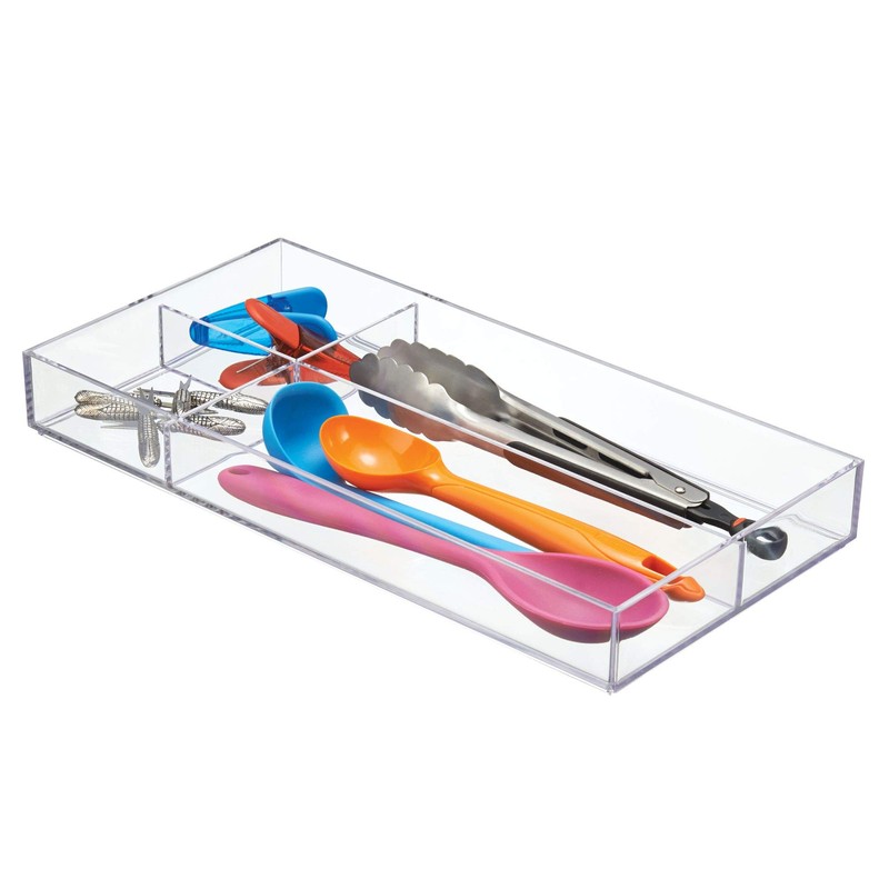 iDesign Clarity Plastic Divided Drawer Organizer, Storage Container for Vanity,