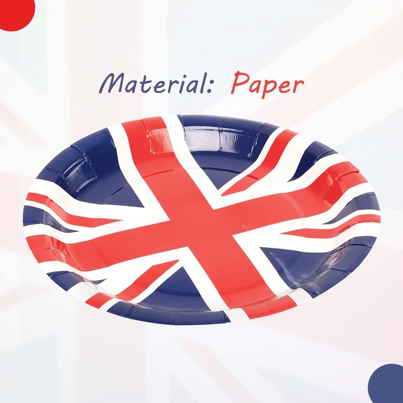 WedDecor Union Jack Paper Plates, King Charles III Coronation Royal