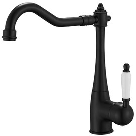 BWE Black Kitchen Sink Faucet Single Handle High Arc Faucet for Kitchen Sink One Hole Wet Bar Sink Faucet Commercial Farmhouse Mixer Tap with Supply Hose,Matte Black