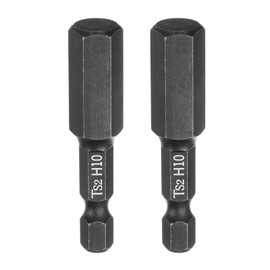 sourcing map 2pcs H10 Hex Head Drill Bit Wrench 10mm Metric Flat Tip 1/4" Hex Shank 50mm (2") Long Magnetic Black Phosphate Hexagonal Screw Driver Socket Industrial Screwdriver Power Bits