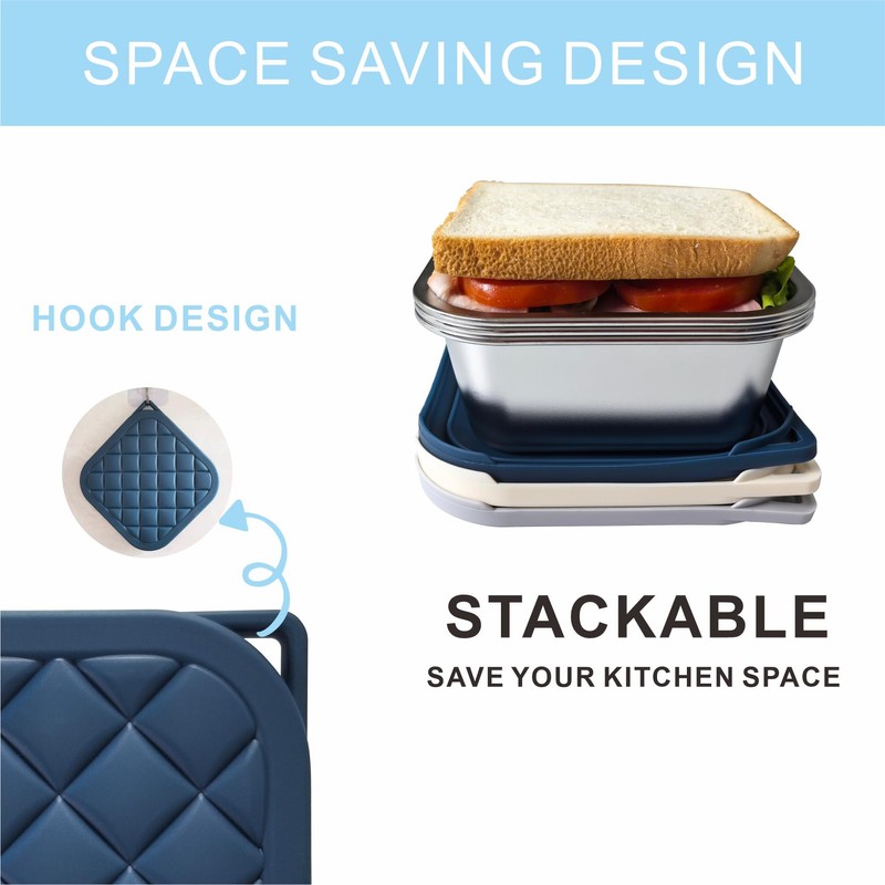 F.Y.Dreams 3 Pack 304 Stainless Steel Sandwich Containers With Silicone