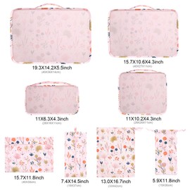 Dizdvizd 8 Piece Packing Cubes Set, Travel Luggage Packing Organizers - Floral