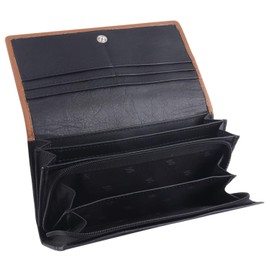 STARHIDE Women's RFID Blocking Wallet Soft Real Nappa Leather Long Flap Over Purse Multi Credit Card Holder Money Organiser 5505 (Black)