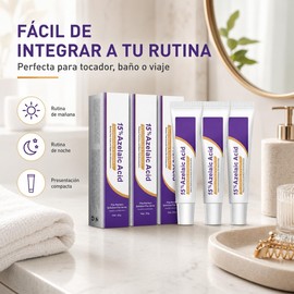 Crema Facial con Ácido Azelaico 15%, Niacinamida y Vitamina C, 3 x 20 g Crema facial ligera con ácido azelaico 12%, niacinamida y vitamina C para uso diario.