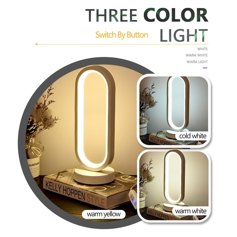 RINGSUN USB Bedside Lamp, 32cm 3-Color Dimmable LED Night Light,