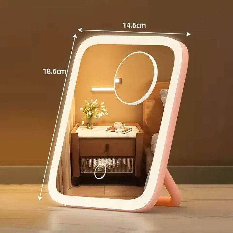 LED Makeup Mirror for Travel & Bedroom – 3-Color Dimmable
