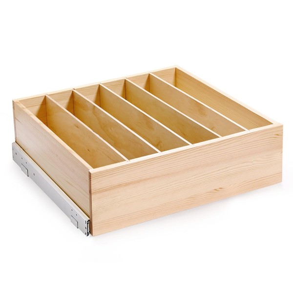 Mulush Pull Out Cabinet Organizer with Divider, 24''W×21''D×7''H Soft Close