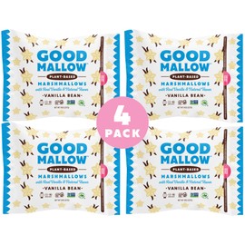 GoodMallow Vegan Marshmallows - Large Kosher Halal Gluten Free Dairy Free Healthy- Natural Gelatin Free Marshmallows for Hot Chocolate, Smores, Baking - Nothing Artificial, Made in USA (White Vanilla ) (Pack of 4)