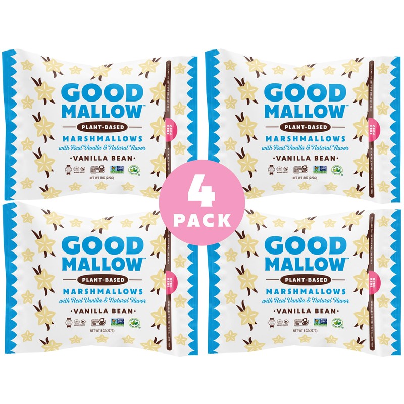 GoodMallow Vegan Marshmallows - Large Kosher Halal Gluten Free Dairy