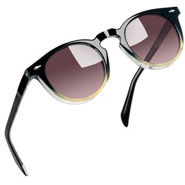 Joopin Acetate Keyhole Round Sunglasses Polarized UV Protection Retro Shades for Women Men Sun Glasses Sunnies (Gradual Black Brown)