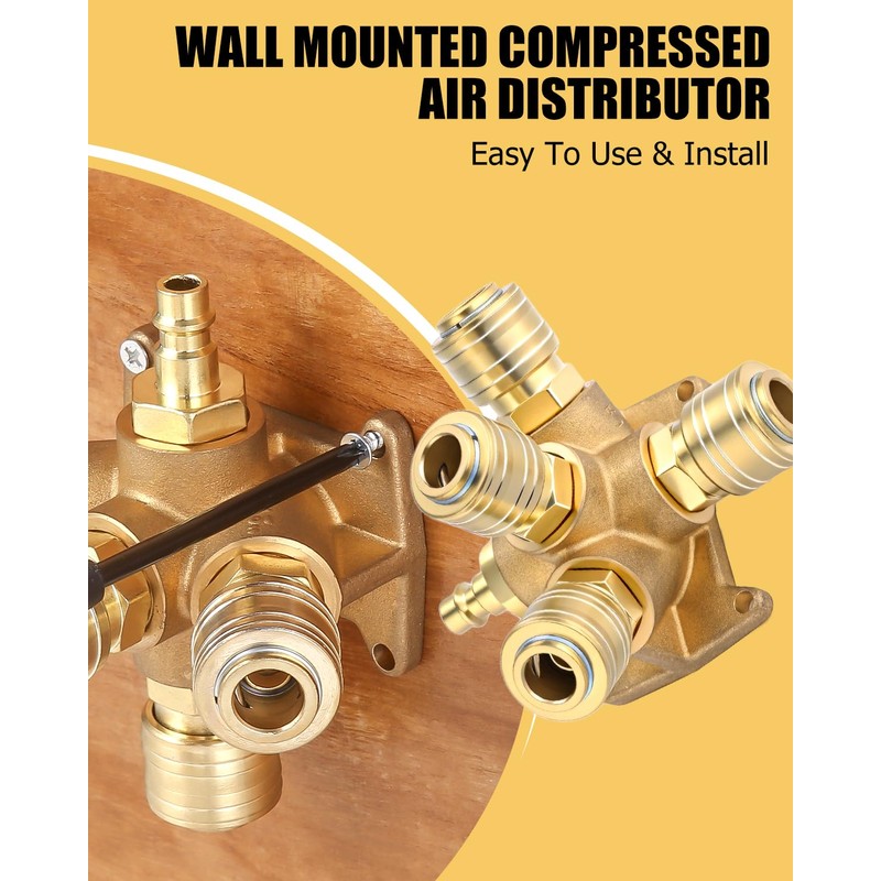 TIDEVAN Compressed Air Distributor Wall Box, Brass Compressed Air Distributor