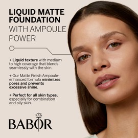 BABOR MAKE UP Matte Finish Foundation, Light & Mattifying Foundation with Serum, Medium to High Coverage, Conceals Irregularities, 30 ml