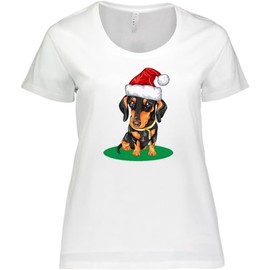 inktastic Christmas Dachshund Dog Santa Women's Plus Size T-Shirt 2X 0020 White 38a0b