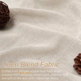 Topfinel Pinch Pleated Curtains Blackout 96 Inches Long,Thermal Insulated Faux Linen Shading Windows Curtains for Bedroom 96 Length,Modern Farmhouse Decor Drapes for Living Room,Beige,8 FT,2Panels