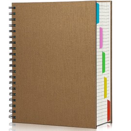 EUSOAR 5 Subject Spiral Notebook, 1pcs B5 7.3"x10.2" College Ruled Writing Pad, 100GSM 120Sheets/ 240Pages of Lined Paper, Thick Hardcover, for Traveling Students, Office and Business, Kraft
