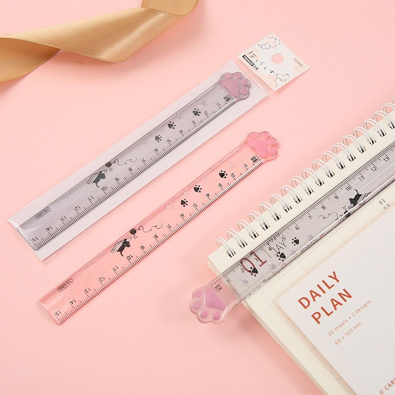 4 Pieces Of Cat Paw Rulers, Creative Measuring Rulers, Plastic