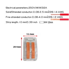 Compact Wire Connectors,CTRICALVER Electrical Connector Blocks 21 pcs 2 Port Compact Splicing Connectors Lever Nut Assortment Terminal Block Kits and Mounting clip