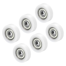 PATIKIL Nylon Pulley Wheels 5x21x7mm Set of 6 608zz Bearing Conveyor Roller Wheels for Door Window Drawer Hardware Driven Mechanical Equipment White
