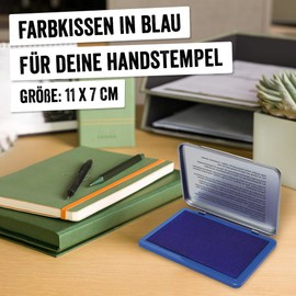 Trodat Imprint Handstempelkissen 9072M für den täglichen Bedarf zu Hause und im Büro – 1 Stempelkissen blau, robuster Metalldeckel, wasserbasierte Tinte, Größe 11 x 7 cm, optimal für Handstempel geeignet