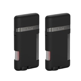 Palió Lazio Single Angled Jet Flame Cigar Lighter Refillable Adjustable Torch Flame Wind Resistant Slim Pocket Wallet Friendly Simple Functional Durable Metal Body (Black) Pack of 2