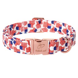 Babole Pet American Flag Dog Collar - 4th of July Dog Dog Collars for Large Dogs, Adjustable Independence Day Metal Buckle Patriotic Dog Collar L