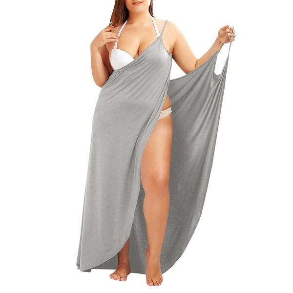 Fadalo Plus Size Spaghetti Strap Cover Up Beach Backless Wrap