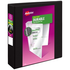 Avery Durable View 3 Ring Binder, 3 Inch Slant Rings, 635 Sheet Capacity, Black, Holds 8.5 x 11 Paper, 3.5" Wide Spine, DuraHinge for Organizing Reports & Projects (17041)