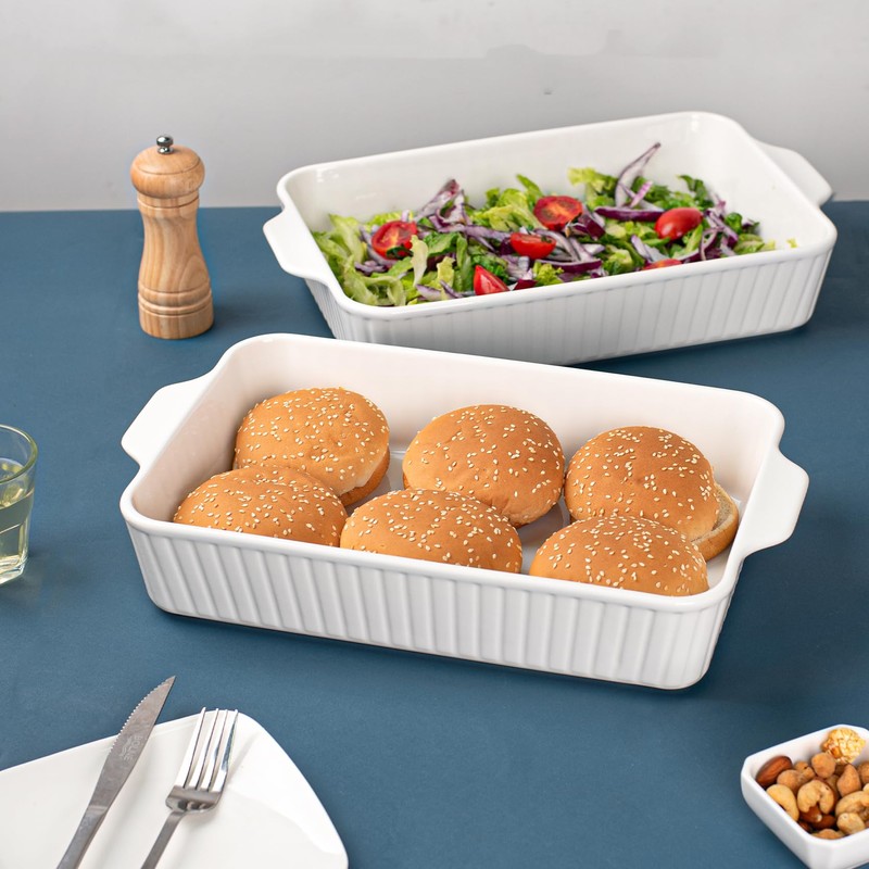 Casserole Dishes for Oven 9x13,2 Pack Ceramic Baking Dish Large