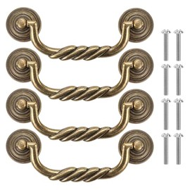 4.5'' C-C Center Drawer Pulls, 4 Pack Antique Bronze Bail Drop Swing Handles for Dresser Cabinet Knob, Vintage Style Brass Handle 114 mm (4.5 Inch) Center to Center Furniture Pulls