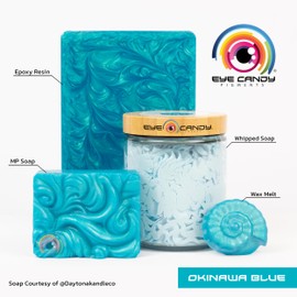 Eye Candy Pigments Premium Blue Mica Powder - Okinawa Blue (50gr) - for Epoxy, Resin, Soap, Paint, Woodworking, Acrylic Pouring, Bath Bombs, Fishing Lures - DIY Arts and Crafts Additive