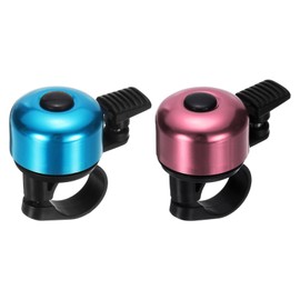 HARFINGTON 2pcs Bike Bell Mini Bicycle Bell with Loud Crisp Clear Sound Bike Ring Bell Aluminum Bike Accessories for Road Mountain Bike, Pink Blue