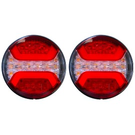 MelTruck® 2 x 3 Functions Neon LED Rear Light Round for Lorry Car Trailer Tractor