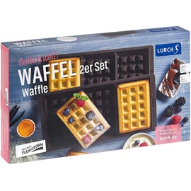 Lurch 85084 FlexiForm Waffel / Backform aus 100% BPA-freiem Platin Silikon (3 Fach, 2er Set) , Braun, 29 x 15 x 3 cm